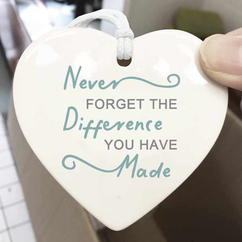 WCDHOR Never Forget the Difference You Have Made Ornament, Meaningful Leaving Gift, Retirement Gift, Thank You Gift, Thank you Ornament, Appreciation Gift, Ceramic Heart Keepsake, To Coworker, Teacher Nurse - Image 3